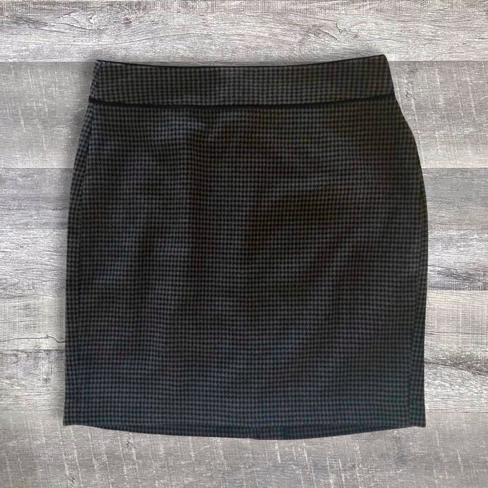 Banana Republic Houndstooth Mini Skirt Womens 8 Grey Black Stretch Academia